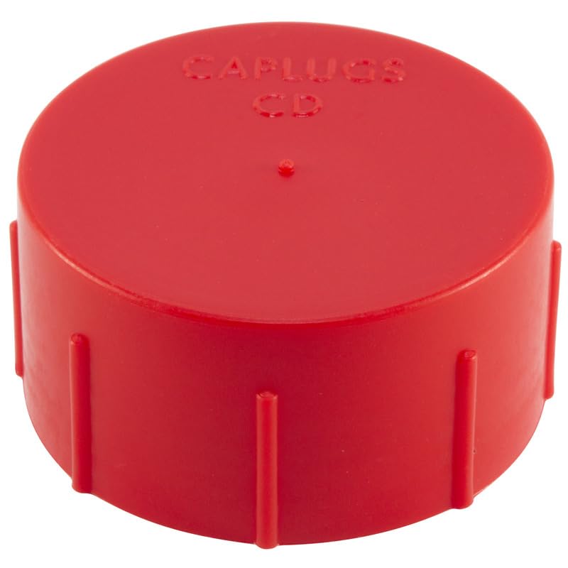 Image of Caplugs CD-TC-14 CD Series - Threaded Plastic Cap for Flared JIC Fittings, 30 Pack, Red LD-PE, to Fit Thread Size 1-1 /16 inch-14, Protective Closures, Dirt and Moisture Seals, Masking, Painting, Plating