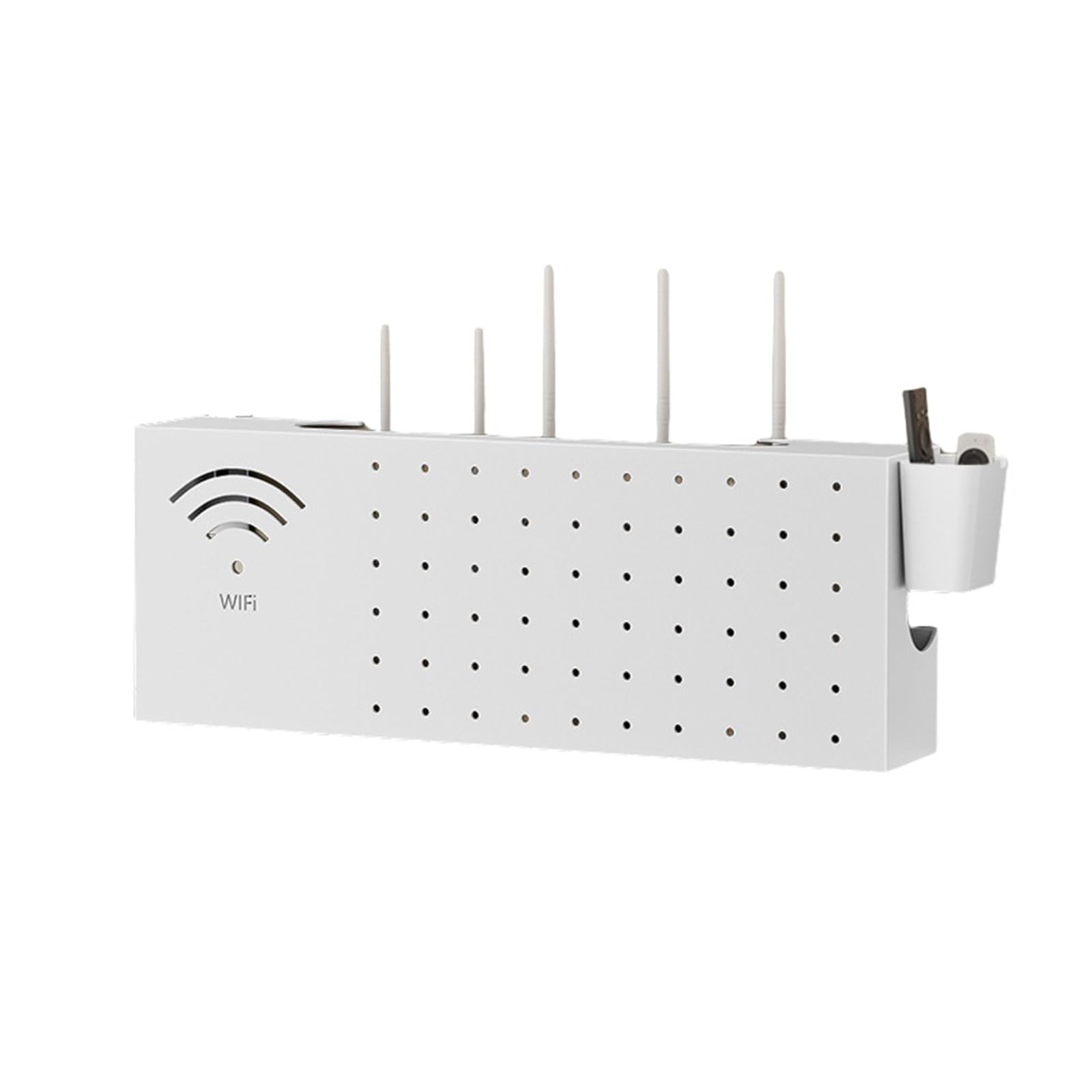 Montowana na ścianie szafka do przechowywania routera WiFi i stojak do zarządzania kablami, organizer modemu z półką na listwę zasilającą, ukryj kable dla czystego wystroju domu i oszczędzania miejsca