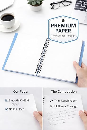 Image of Spiral notebook 200 Pages Spiral Notebook Set of 4, A4 Size, Unruled Plain White Pages, Sports Themed Covers, 200 Pages