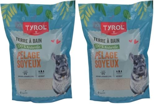Tyrol | Arena de Baño para Chinchilla | Lecho Hamster y Pequeños Roedores | Tierra Para un Pelaje Sedoso y Purificado | Mantiene el Pelaje del Chinchilla | Higiene y Bienestar del Roedor | 3 Kg