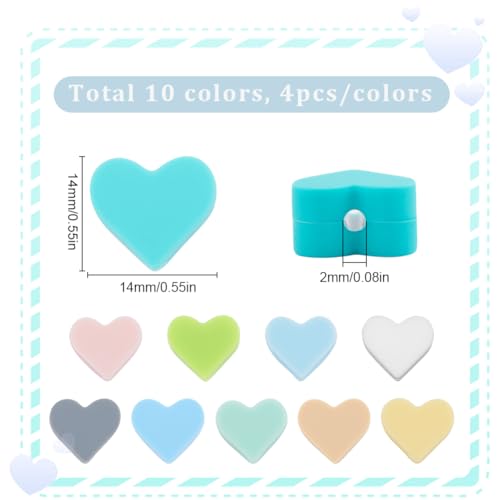 SUNNYCLUE 1 Box 40Pcs Heart Shape Beads Colorful Silicone Beads Candy Hearts Love Beads for jewellery Making Beadable Pens Making Bulk Phone Chains Necklace DIY Crafting Valentine's Day Beginners Adul - Image 2