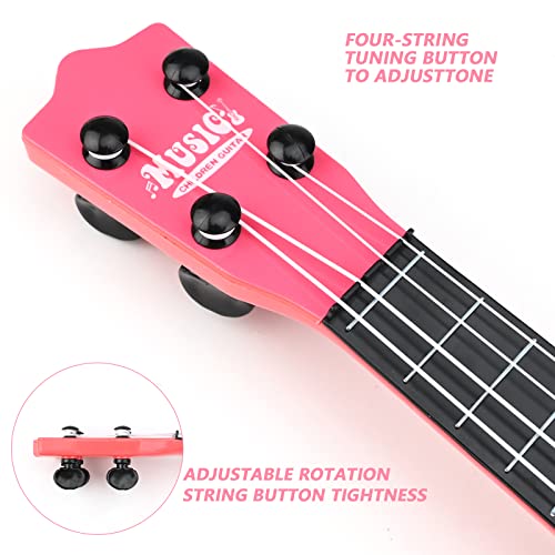 42 cm Kindergitarre, Musikspielzeug Ukulele Instrument, Klassische Mini-Gitarre Mit 4 Verstellbaren Saiten und Plektren