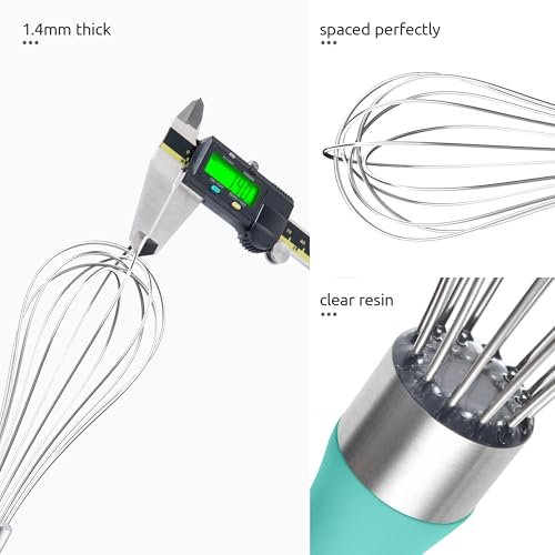 Image of U-Taste Wire Whisk for Cooking, 18 /10 Stainless Steel Wisk, S /Aqua Sky