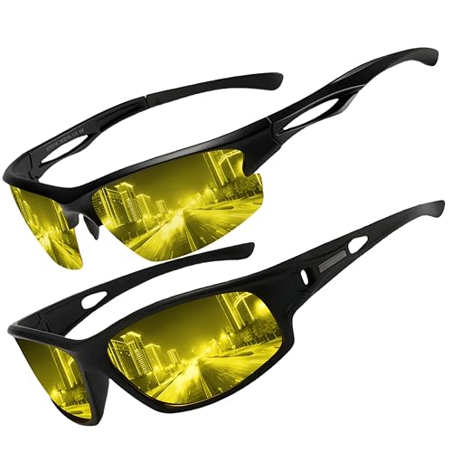 Image of Night Driving Glasses for Men, Night vision glasses for driving with Yellow Polarized Lenses