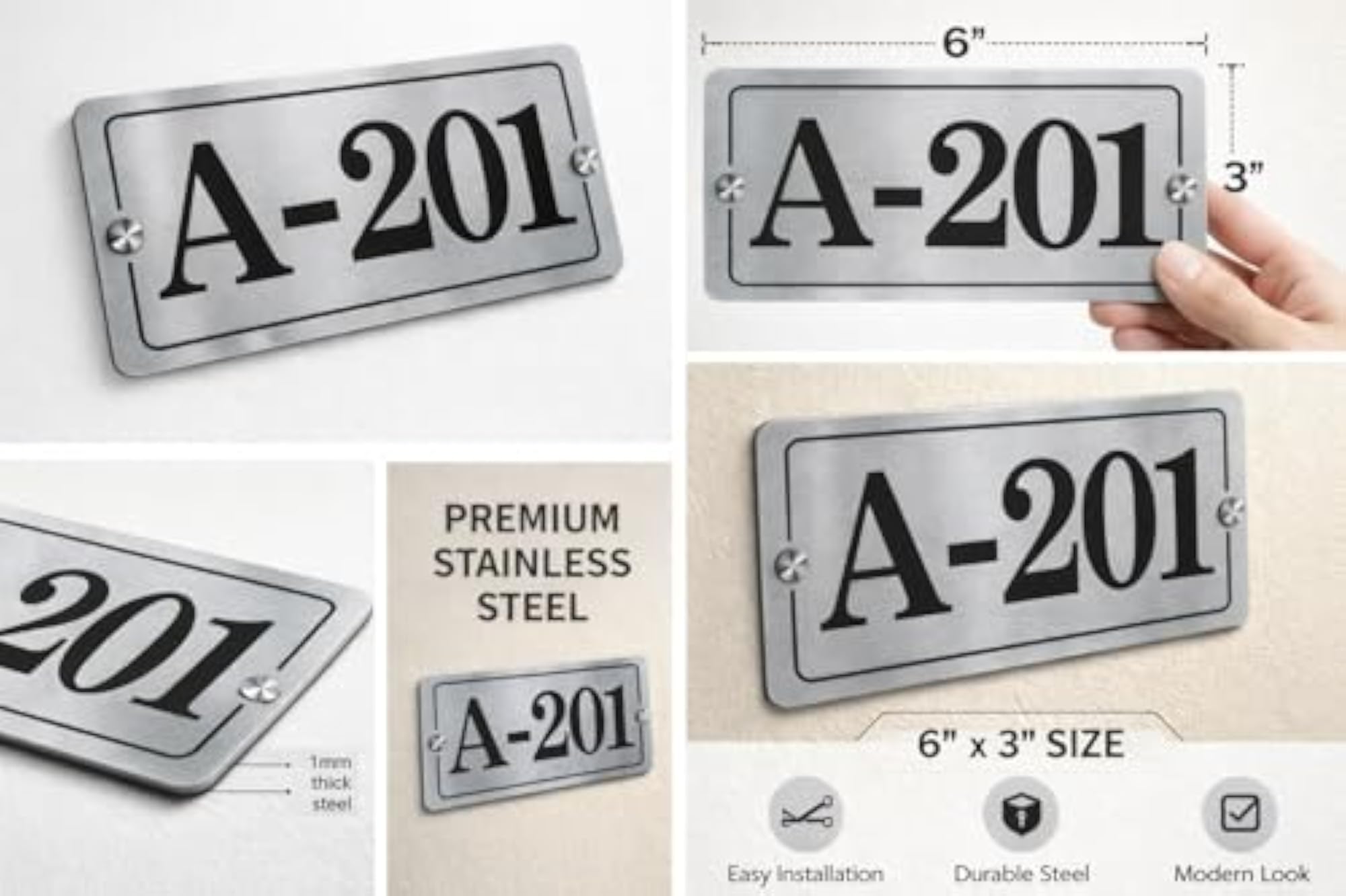 Personalised Stainless Steel House/Door Number Plate
