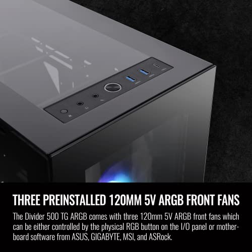 Image of Thermaltake Divider 500 TG Black Color ARGB ATX Mid Tower Tempered Glass Computer Case with 3 120mm 5V ARGB Front Fans + 1 120mm Standard Rear Fan + 2 Symmetrical Triangular Panels CA-1T4-00M1WN-01