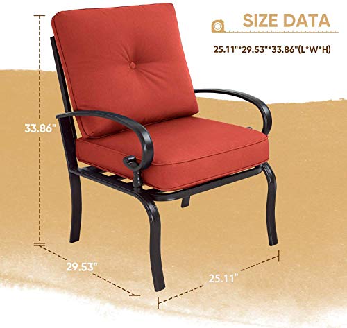 Oakmont 2 Piece Outdoor Furniture Patio Bistro Chairs Metal Dining Furniture Set, All-Weather Garden Seating Chair (Red) #TOP5
