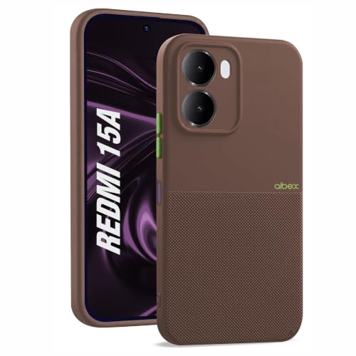 Image of AIBEX Premium Back Cover Case Compatible for Redmi 15A 5G | Scratch & Drop Tested Shockproof Matte Texture Case with Soft Microfibre Lining | Slim Fit Cover with Anti-Scratch Finish - Brown