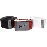 Nike One Size Fits All Web Belts : Black, White & Red 3 Pack