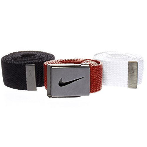 Nike One Size Fits All Web Belts : Black, White & Red 3 Pack