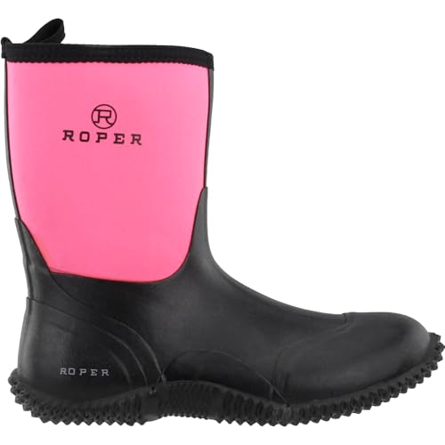 ROPER Womens Barnyard 9 Inch Round Toe Rain Casual Boots Mid Calf - Black, Pink