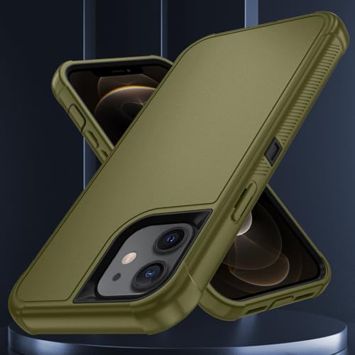 Image of SunStory Compatible with iPhone 12 /12 Pro Case with HD Screen Protector, 3-Layer Heavy Duty Full-Body Cover,3 in 1 Hybrid Protective Case for iPhone 12 /12 Pro 6.1 inch,ArmyGreen