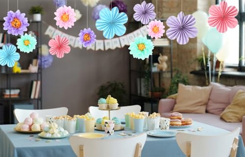 Abanicos de papel pastel para decoración de bodas y fiestas infantiles 2