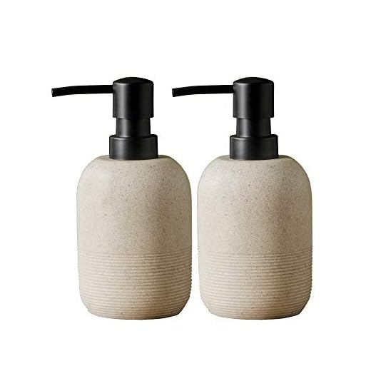 GalDal 2pcs/Set Beige Hand Soap Dispenser Sets,Resin Liquid Soap Dispenser for Bathroom Countertop,Bathroom Lotion Dispensers-10.6oz.