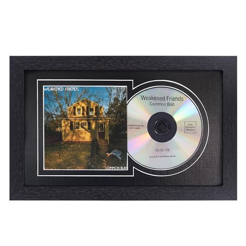 GMFrames CD Display Frame with Real Glass Wall Mount & Tabletop Display for CD Album & Booklet Black Mat Music Memorabilia Gift