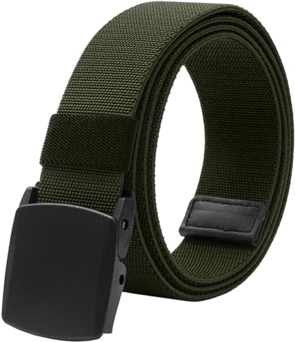 Image of LionVII Elastic Men Belt, Stretch Belt with YKK Plastic Buckle, Breathable Belt for Work and Sports, Adjustable Trim to Fit 28-49 inch Waist