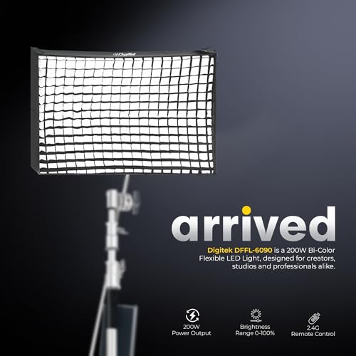 Image of Digitek(DFFL 6090) 200W Bi-Color Flexible Fabric LED Video Light with Remote & App Control, 1536 LEDs, 2700K-6500K±200K, 0-100% Dimming, 120 Beam Angle, 18000LM, Includes X Bracket, Diffuser