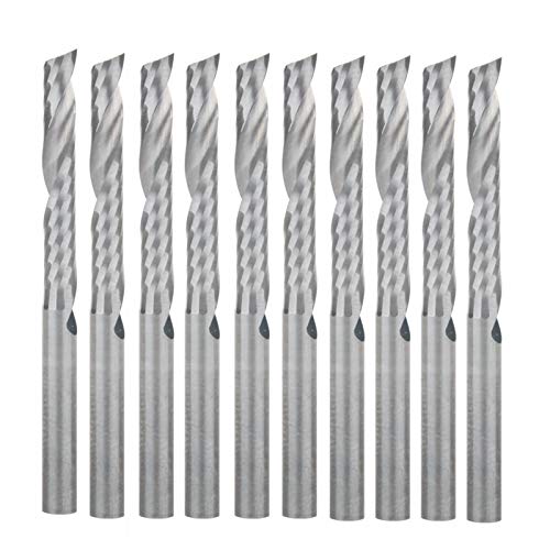 BERWENNY 10PCS 3.175/22mm Single-Flute Carbide CNC Router Bit Milling Cutter