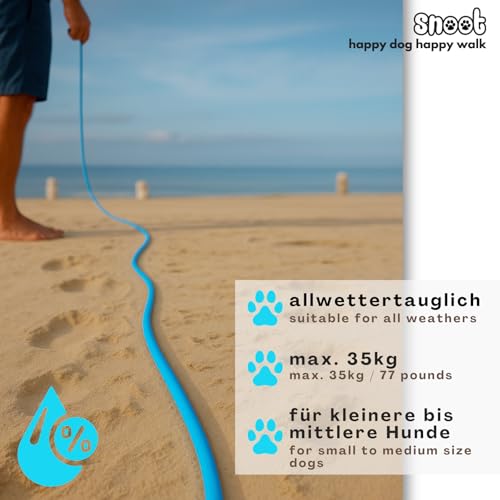 10m Schleppleine Hunde, Wasserfeste Hundeleine Rundleine ohne Schlaufe, Sichere Freilauf-Trainingsleine Cyan-Blau, bis 35kg