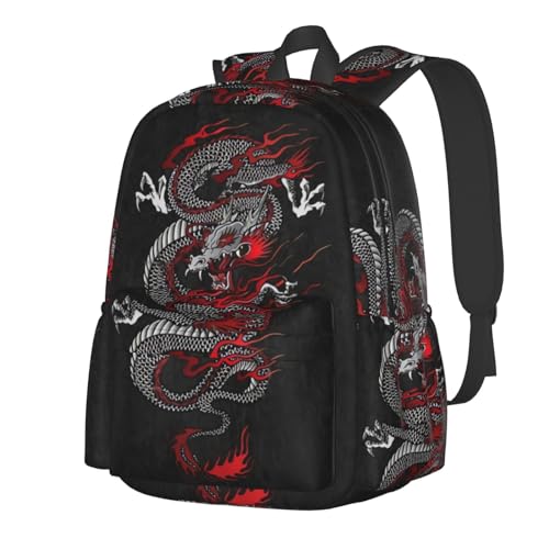 Cute Cool Red Dragon Laptop Backpack Purse for Women Men Travel Bag Casual Daypack with Multiple Pockets Backpack