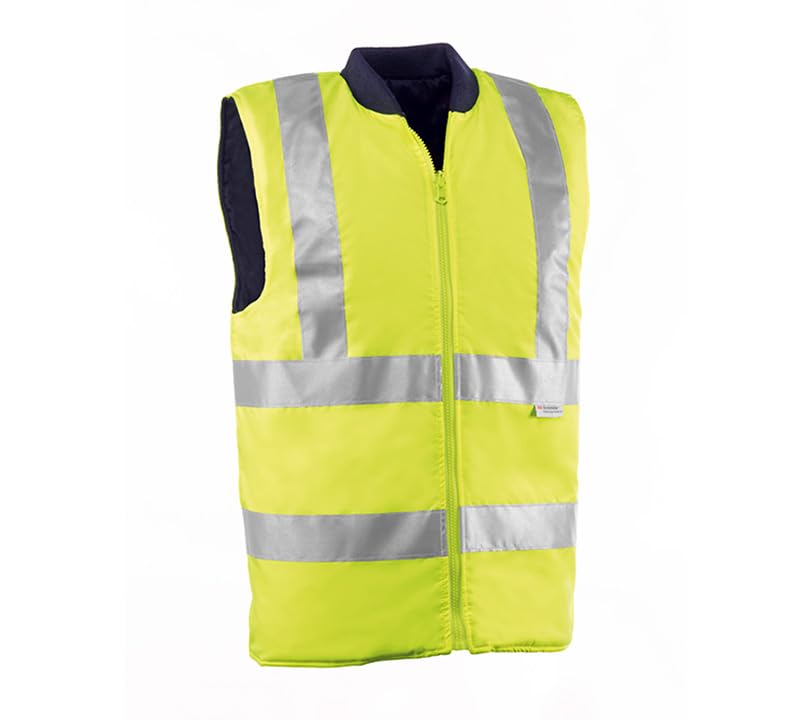Juba Chaleco reversible 100% poliéster Oxford/PU con bandas reflectantes 3M, Amarillo flúor, S