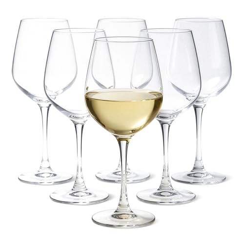 Amazon Basics Stemmed White Wine Glasses 6-Piece Set 354.9 ml Dishwasher-Safe