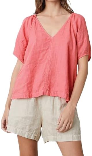 VELVET BY GRAHAM & SPENCER Women's Callin Puff Sleeve Woven Linen Top, Basil - Image 4