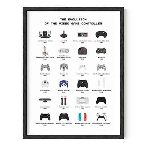HAUS AND HUES Video Game Poster - Gamer Wall Decor for Boys Bedroom Posters, Video Game Room Decor for Teen Boys, Gaming Poster for Gamer Room Decor (Black Frame, 12x16)