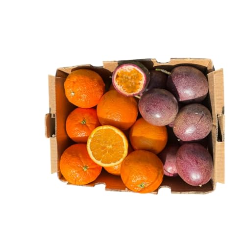 Vitalem – Caja de Naranjas Frescas 1,5 kg + Maracuyá 250 gr | Fruta de la Pasión | Fruta Fresca de Temporada | 100% Natural | Cultivo Local Málaga | Para Smothies, Batidos y Yogurt