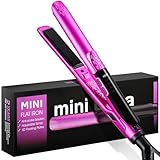 ORYNNE Mini Flat Iron 1/2 Inch with 5 Adjustable Temperatures, Tourmaline Ceramic Small Hair Straightener for Short Hair, Bangs, Beard, Pixie, Edge - Dual Voltage Travel Curling Iron, Auto-Off