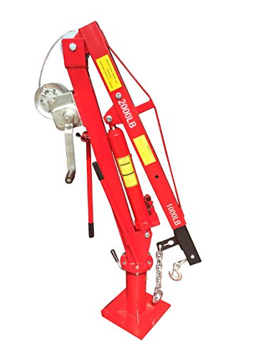 Prohoists 2000 Lb Davit Crane with Winch and Hydraulic Ram; Heavy Duty 360° Swiveling Davit with Up to 8Ft Lifting Arm; Boom Extends to 54”; Install on Dock for PWC, Garage Floor for Motors, Truck Bed - Thumbnail 2