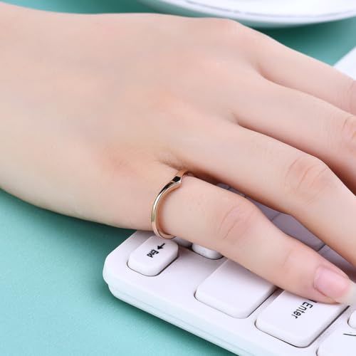 CCBFY Stainless Steel V Shaped Wedding Band Engagement Promise Ring for Women Pointed Chevron Classical Simple Plain Statement Ring3