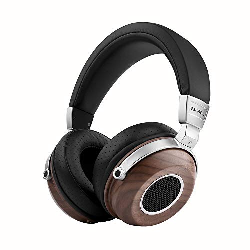 SIVGA SV004 Hi-Fi Wood Over-Ear Stereo Open Back Wired Headphones, Built-in Mic, Soft Earmuffs with Carrying Case (Walnut)