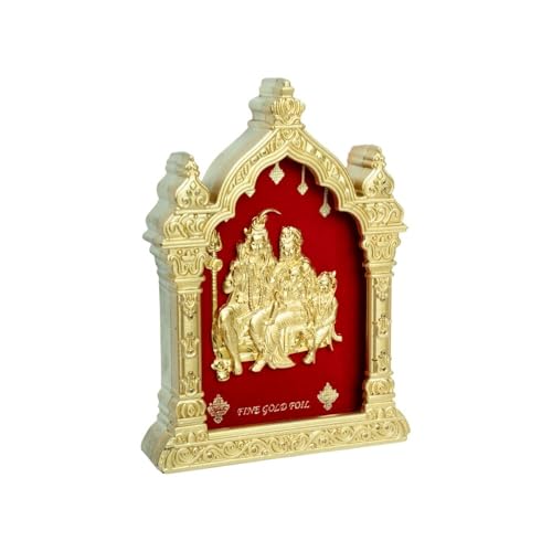 Image of EKA Temple Series Shiv Parivar |Gold Foil Divine |Shiva Parvati Ganesha Kartikeya Showpiece for Home Temple, Pooja Room & Office Decor |Diwali, Housewarming & Spiritual Gift 9cm x 4cm x 11cm