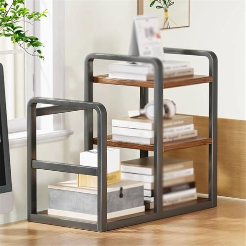 Bibliothèque de bureau en fer noir : étagère sur pied multicouche avec poignée de transport - 6