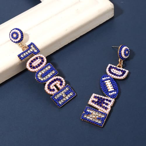 Game Day Earrings for Women BeadedTOUCH DOWN Drop Dangle Earrings Sports FootballAccessories Jewelry Gifts4