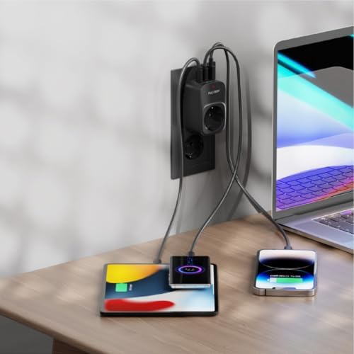 Akım Korumalı Priz, Tekli Duvar Prizi, 3680W Güç, 16A Akım ve Kısa Devre Koruması, 1x Priz Girişi, 1x Usb Girişi, 2x Type-C Girişi, Kablusuz Ergonomik Tasarım, Isıya Dayanıklı Yapı - Görsel 3