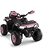Quad Elettrico Bambini 12V con 2 Motori Potenti, Sospensioni, Telecomando Genitori, Ruote Large ATV 4x4, Luci LED e Bandiera Luminosa, Musica Wireless USB, 3-8 Anni, Rosa
