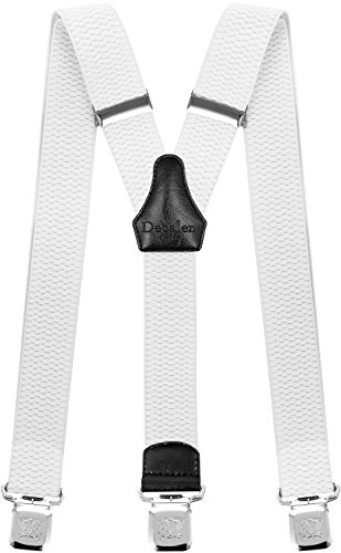 Decalen Mens Braces with Very Strong Clips Heavy Duty Suspenders One Size Fits All Wide Adjustable and Elastic Y Style