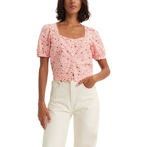 Levi's Women's Simone Short Sleeve Blouse, Riley Floral Terra Cotta, XX-Large