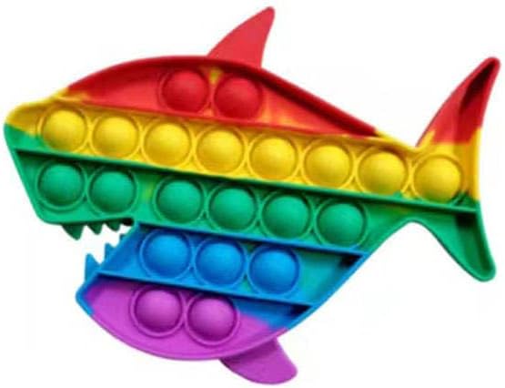 Pop Fidget Toy Shark Push Pop Bubble Sensory Toy For Kids And Adults Travel Poppet Toy Squishy Toy For Gifts & Parties ADHD Stress & Anxiety Relief Toy Squeeze Toddler Toy (Shark)