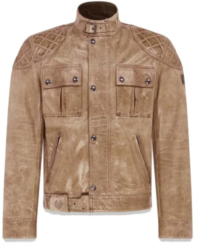 Belstaff Brooklands Giacca di Pelle da Moto, Marrone Chiaro, 2XL