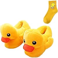 Clgorm Duck Slippers for Women Men, Cartoon Rubber Novelty Animal Plush Indoor Soft Home Winter Slippers (SHOES, M, Adult, Women, 6, Numeric Range, UK Footwear Size System, 8, Medium)