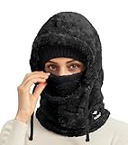 Meilzer Ski Mask Balaclava Wind-Resistant Winter Face Mask for Women/Men Adjustable Warm Hood Cover Hat Cap Scarf (Black)