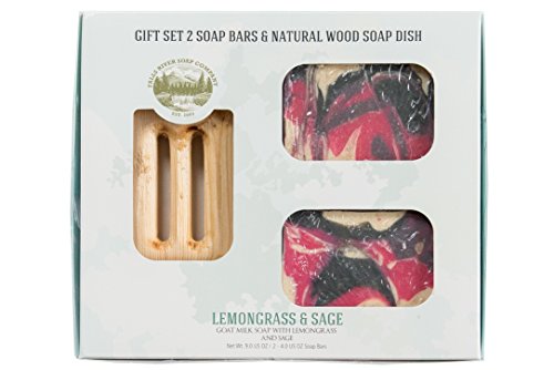 Goat Milk Soap Bar with Lemongrass, Sage Oil -handmade Organic with Essential Oils. Natural Moisturizing Body Soap for Skin and Face. With Goat Milk, Shea Butter and Natural Glycerin