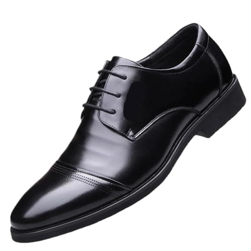 Mens Elevator Dress Shoes Formal Business Leather Oxford Shoes Height Increasing Comfort Lace-Up Classic Wedding Work