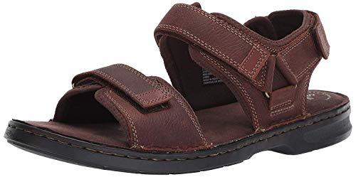 Clarks Men's Malone Shore Sandal, Dark Brown Tumbled Leather, 100 M US