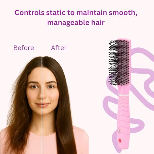 Image of Ultra Hold Flat Hair Brush - Flat Hair Brush with Strong & flexible nylon bristles, having Anti-static ball tips - For Grooming And Volumising - Gentle Detangling & Styling Hairbrush for Women & Men