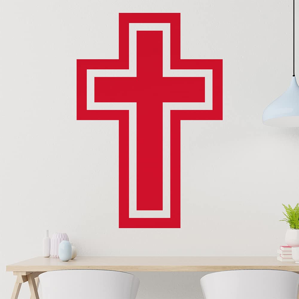 Kiwistar Adesivo Murale A Forma Di Croce | Wall Sticker Rimovibile 96x65 Cm | Colore Grigio Scuro | Per Pareti, Vetro, Piastrelle Con Prova Inclusa