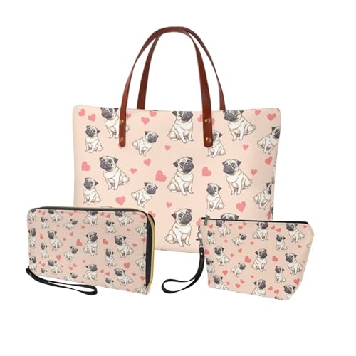 Image of Top Handle Purse for Women, Large Tote Handbag With PU Wallet Set, Gift for Mom